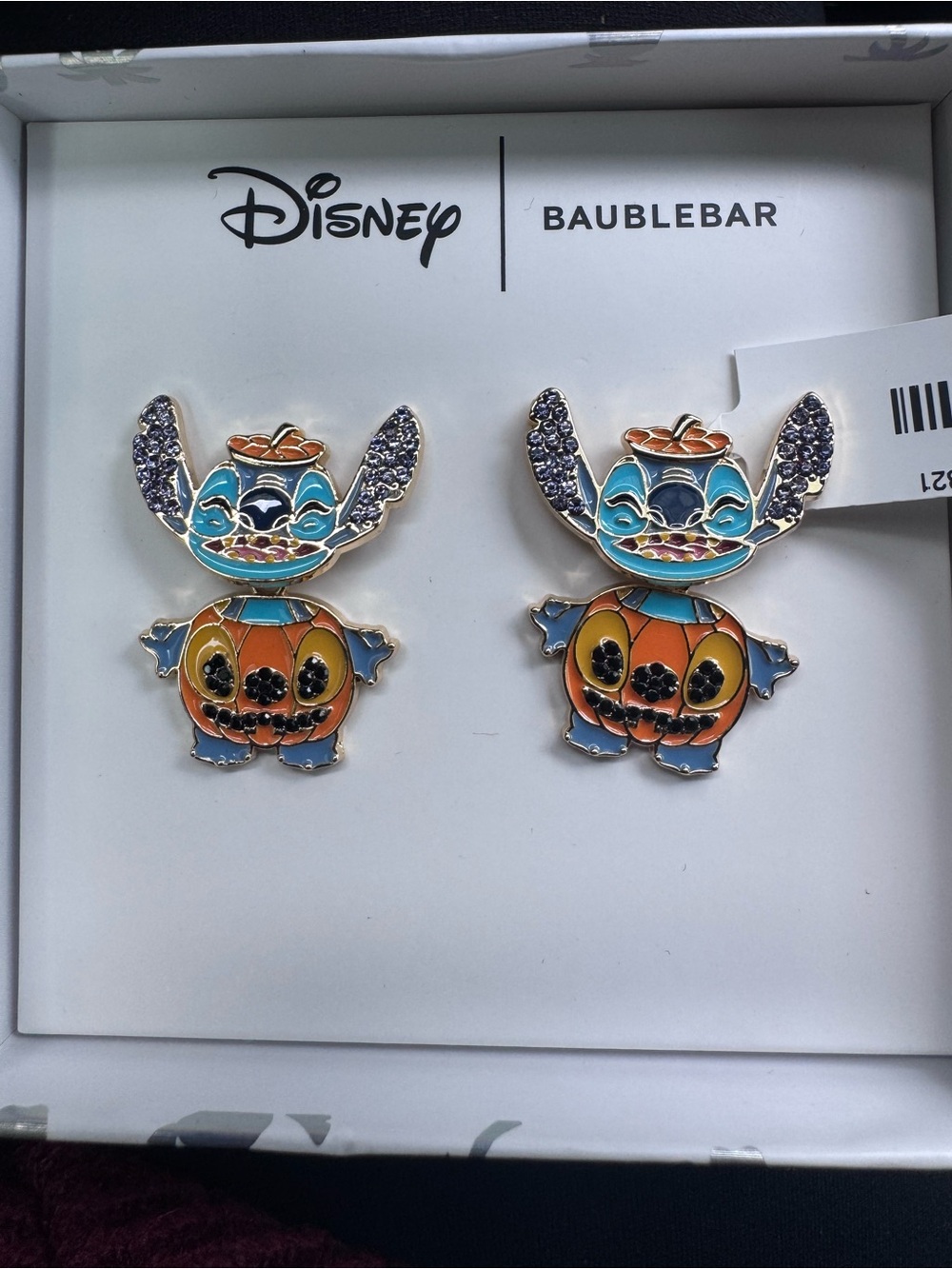 BaubleBar x Disney Stitch Pumpkin Stud Earrings in Blue & Orange